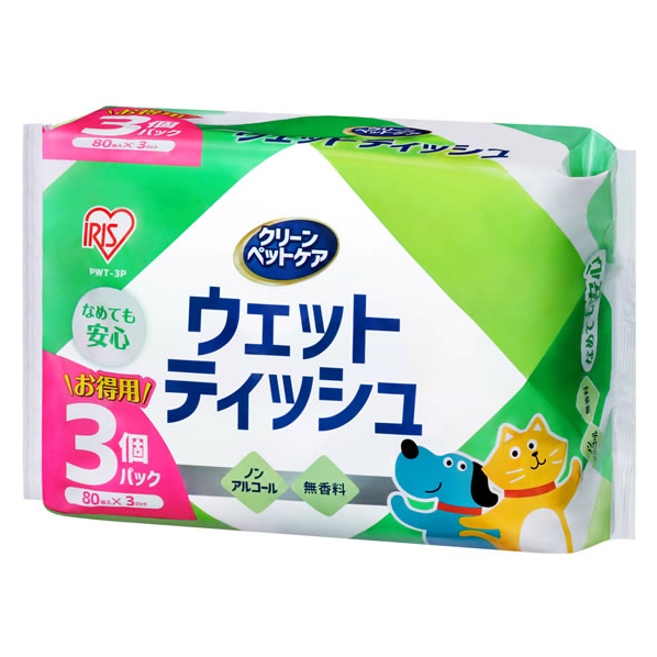 アイリスオーヤマ ペット用除菌ウェットティッシュ 厚型 80枚×3P F131134-PWT-3P