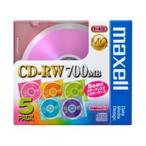 マクセル 1～4倍速対応 データ用CD-RWメディア（700MB・5枚） CDRW80MIX.1P5S