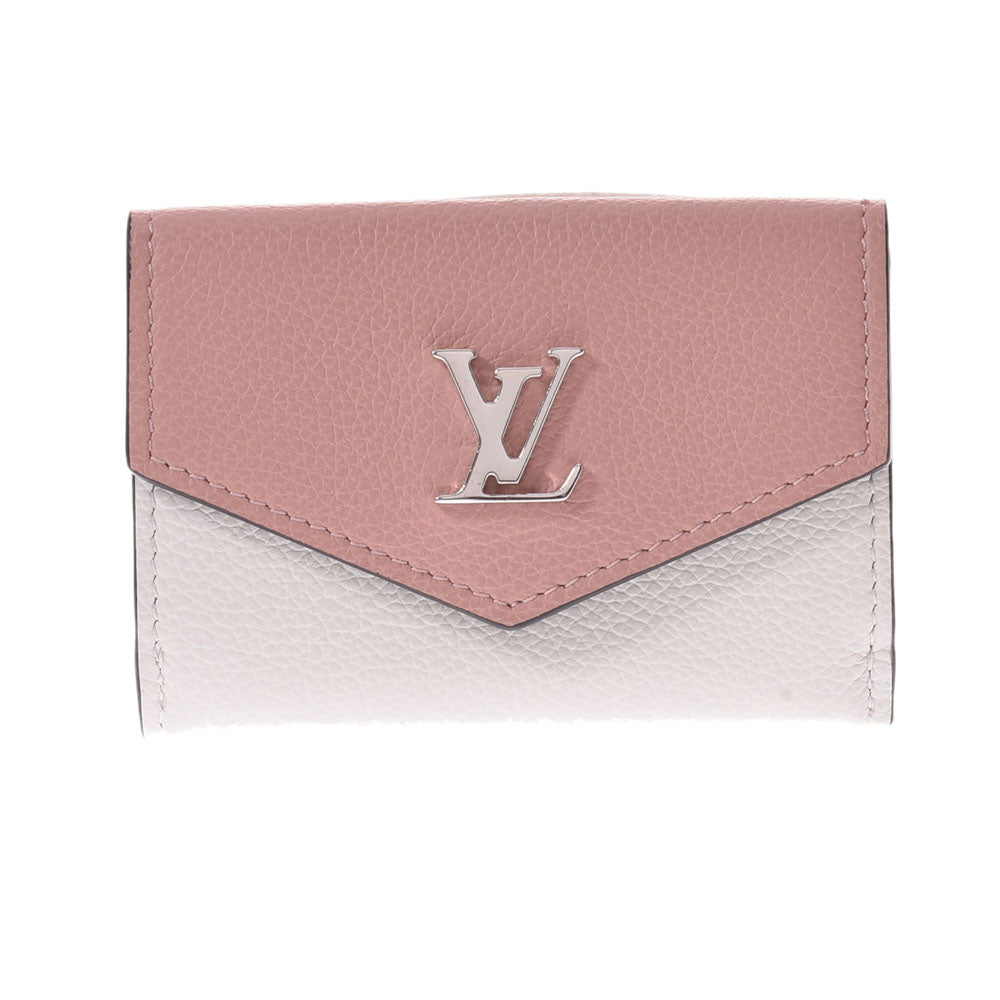 LOUIS VUITTON ルイヴィトン ポルトフォイユ ロックミニ ローズバレー/ブロンマイト M63978 レディース カーフ 三つ折り財布 Aランク 中古 