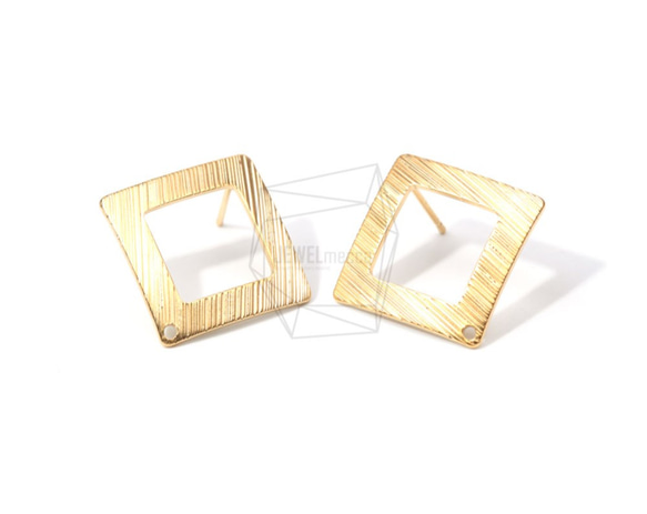 ERG-649-MG【2個入り】スクエア ピアス,Square Brushed Texture Post Earring