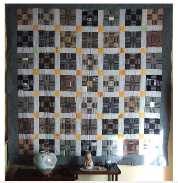 ★パッチワークキルト：ナインパッチのタペストリーPatchwork Quilt: Nine Patch Tapestry