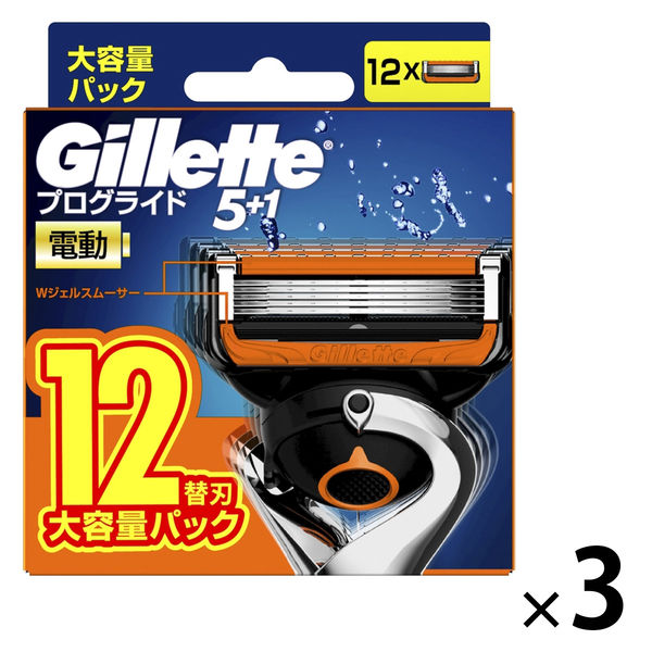 ジレット（Gillette） プログライド 電動タイプ 髭剃り カミソリ 男性 替刃12個入 1セット（1個×3） P＆G