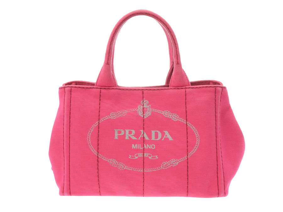 【年末の贈り物】プラダ カナパミニ ピンク レディース キャンバス 2WAYトートバッグ Bランク PRADA ストラップ付 中古 