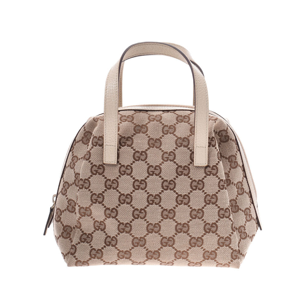 グッチ  ベージュ ユニセックス GGキャンバス レザー ハンドバッグ 124542  GUCCI 中古