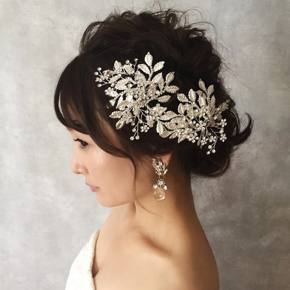 kirara ビジューヘッドパーツ ヘッドドレス オーガンジーヘッドピースウェディングアクセサリー 結婚式