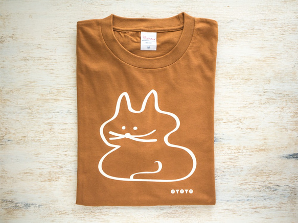 koubako-neko ねこ柄Tシャツ（キャメル）