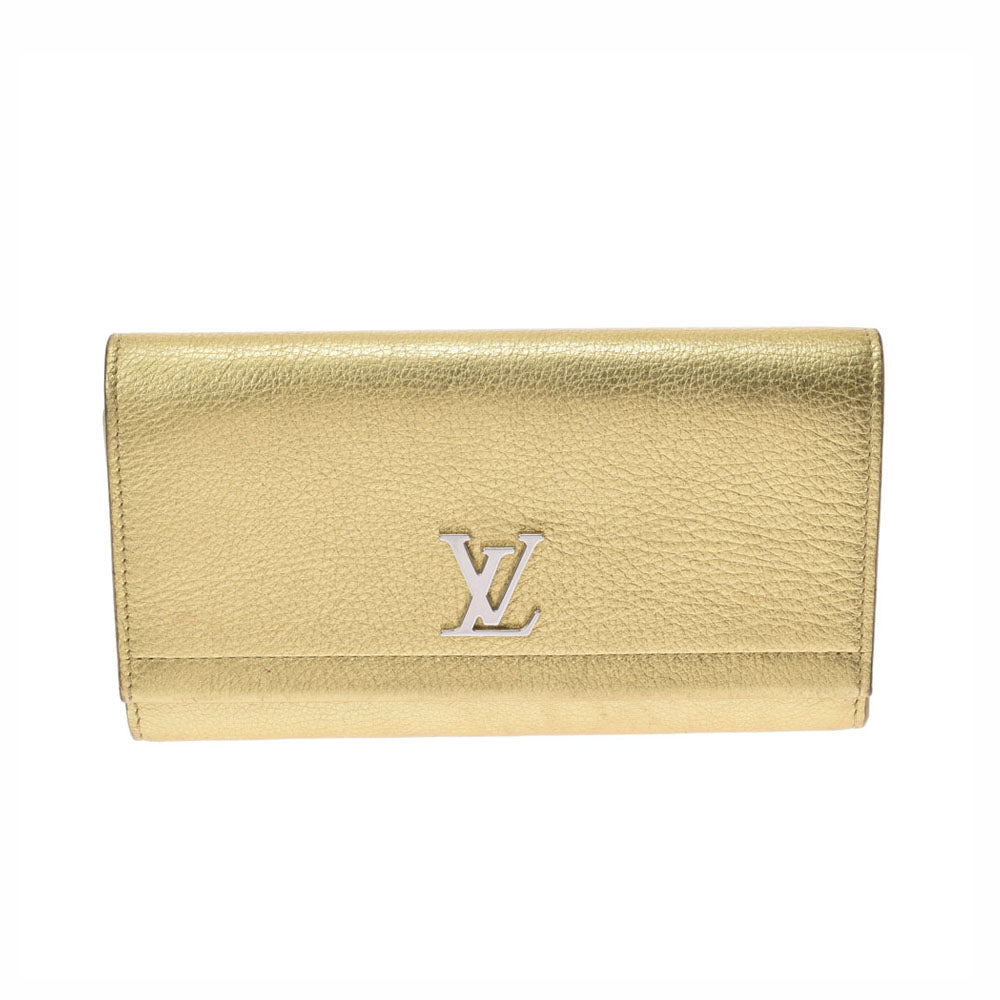 LOUIS VUITTON ルイヴィトン ポルトフォイユ ロックミー ゴールド シルバー金具 M62077 レディース カーフ 長財布 Bランク 中古 