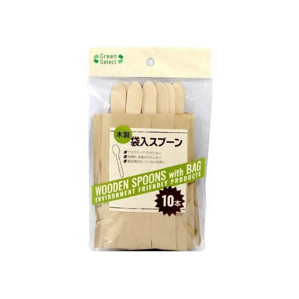 大和物産 Green Select 木製 袋入スプーン 10本 FCT1261