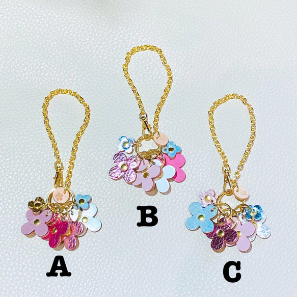 【単品販売商品】4flowersバッグチャームL(ピンクカラー)