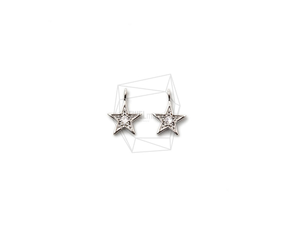 PDT-2382-R【2個入り】CZスターペンダント,CZ Mini Star Pendant /  7mm x 9mm