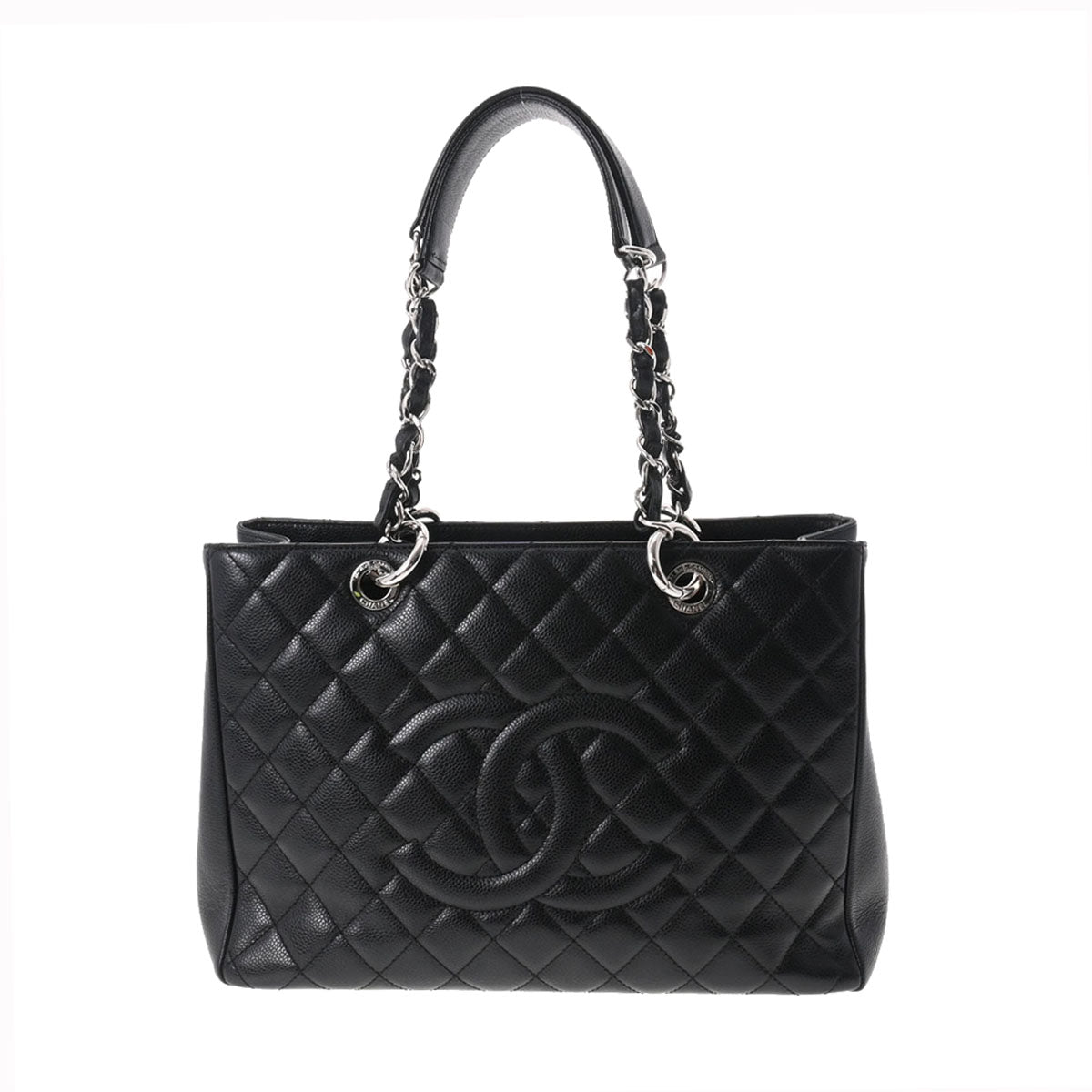 CHANEL シャネル マトラッセ GST グランドショッピングトート ブラック シルバー金具 レディース キャビアスキン トートバッグ Aランク 中古 