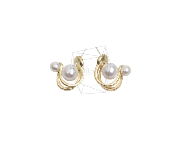 ERG-2674-G【1set】パール.ピアス/Pearl Round Post Earrings