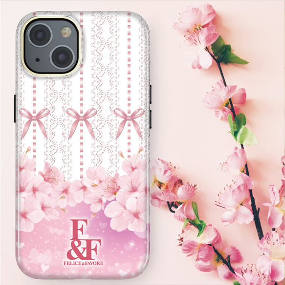 iPhoneケース ハードケース スマホケース ケース ブランド 花柄 オシャレ サクラ 桜 春 かわいい リボン