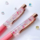 【受注制作】????kirakira Candy colorボールペン　☆ピンク　蓄光パーツ入り　☆替え芯無料☆