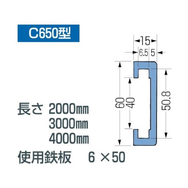 作新工業 SAXIN ガイドレール C650型レール 3000mm C650-3000 1本 365-7862（直送品）