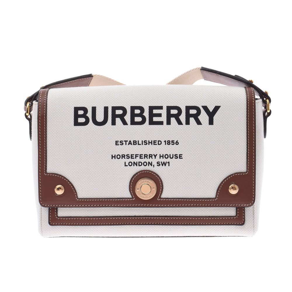 BURBERRY バーバリー ホースフェリープリント クロスボディバッグ ナチュラル／タン ユニセックス キャンバス レザー ショルダーバッグ 未使用 