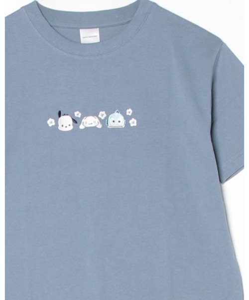 【Sanrio/サンリオ】天竺クルーネック半袖ワンポイント刺繍Ｔシャツ ポチャッコ・シナモンロール・ハンギョドン