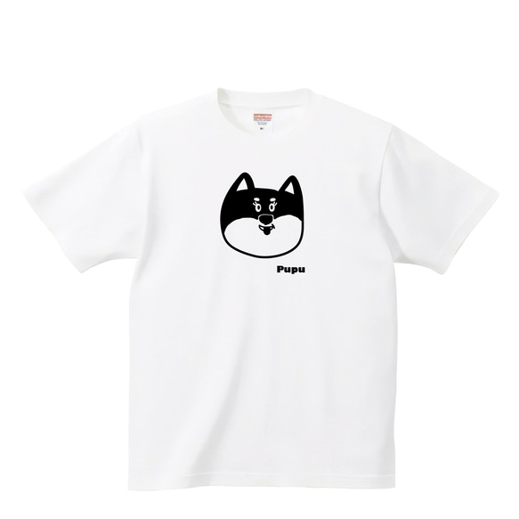 黒柴（女の子） tシャツ 【名入れ】秋田犬 日本犬 子犬 面白い デフォルメ 一筆書き イラスト 服