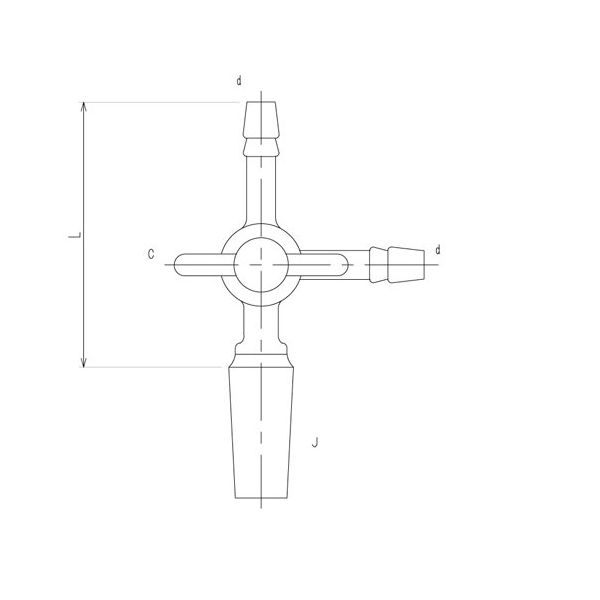 旭製作所 摺付三方コックI型 オス PTFEコック 19/22 80mm 2452-3M 1個 65-1838-13（直送品）