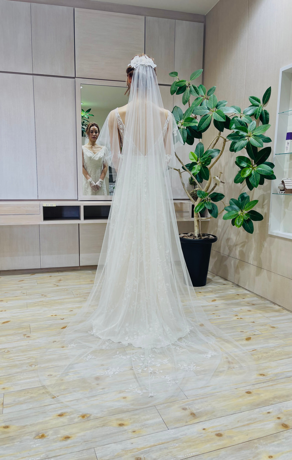 ﾙﾘｱﾝ＊新作＊ベールダウン無し単層ベール縁取りなしシンプルウェディングベール250cm 結婚式 フォト