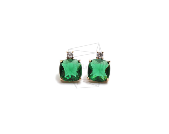 ERG-2296-G【2個入り】スクエアガラスピアス,Square Glass Post Earring