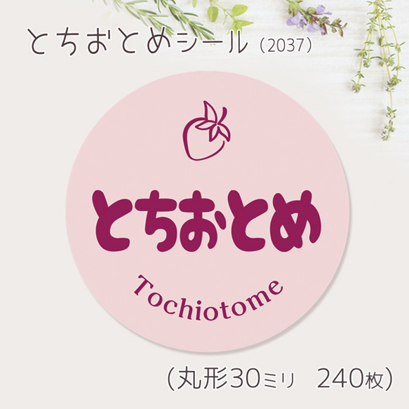 ご希望の文字印字可　とちおとめ　シール（2037）　30ミリ 240枚