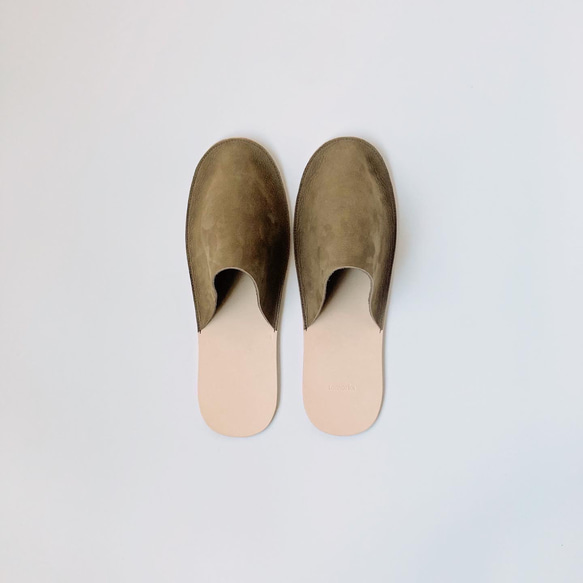 【即日発送】足に馴染むレザースリッパ「Slippers (Wsole / brown)」