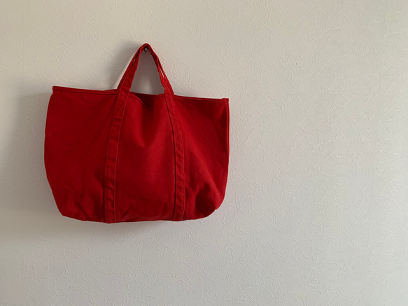 【A4対応】帆布　BASIC TOTE ( M )  PURE RED