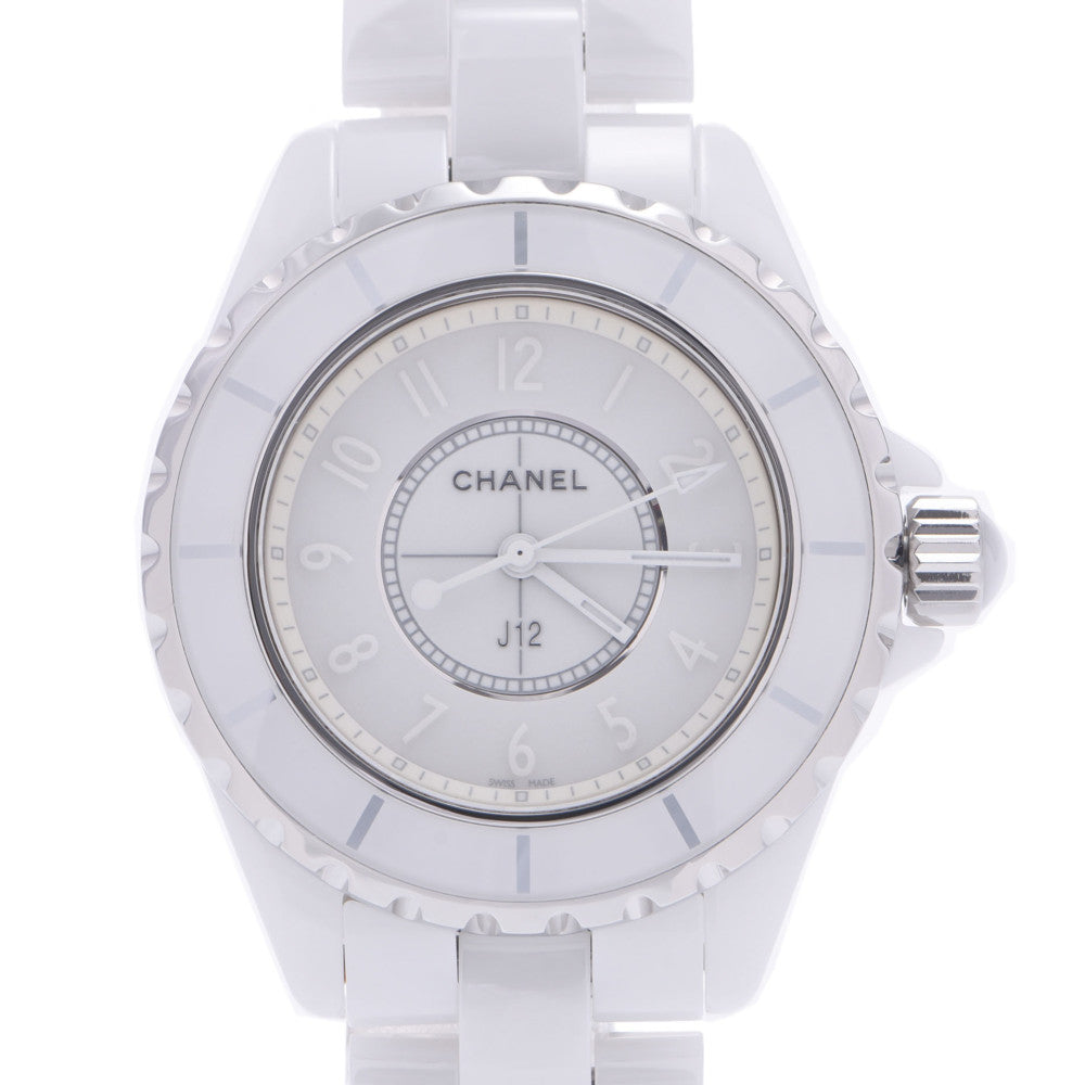 CHANEL シャネル J12 33mm ホワイトファントム H3442 ボーイズ 白セラミック/SS 腕時計 クオーツ 白文字盤 Aランク 中古 