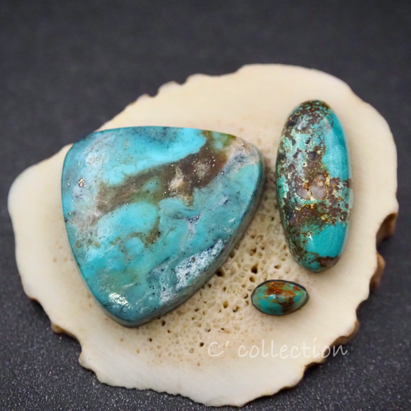 14,2ct  Turquoise アメリカン ターコイズ AM-22 3Pセット　ルース 天然石