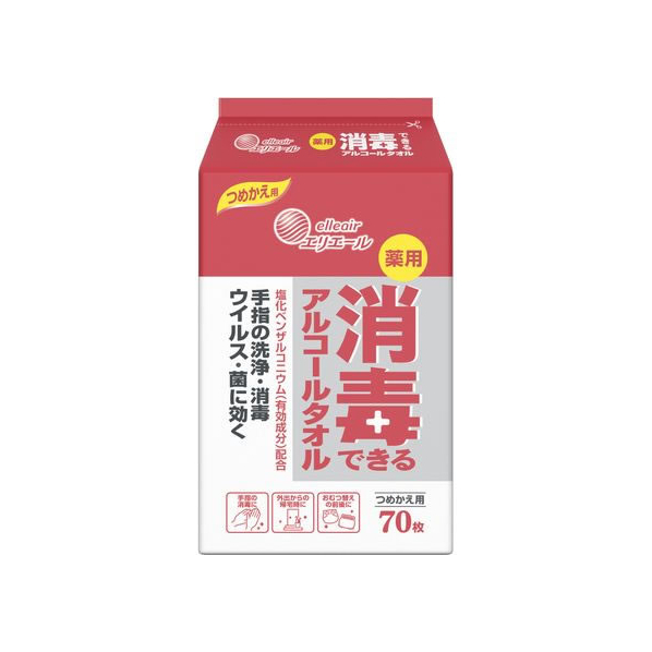 大王製紙 エリエール消毒できるアルコールタオル 詰替用70枚 F886006-141546