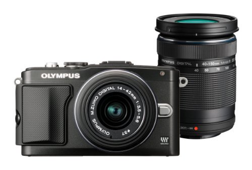 OLYMPUS ミラーレス一眼 PEN Lite E-PL5 ダブルズームキット ブラック E-PL5 DZKIT BLK【中古品】