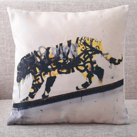 クッションカバー Banksy バンクシー Tiger Yellow jubileecushionba075