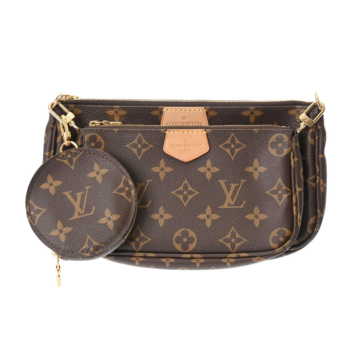 LOUIS VUITTON ルイヴィトン モノグラム ミュルティ ポシェット アクセソワール カーキ M44813 レディース モノグラムキャンバス ショルダーバッグ Aランク 中古 