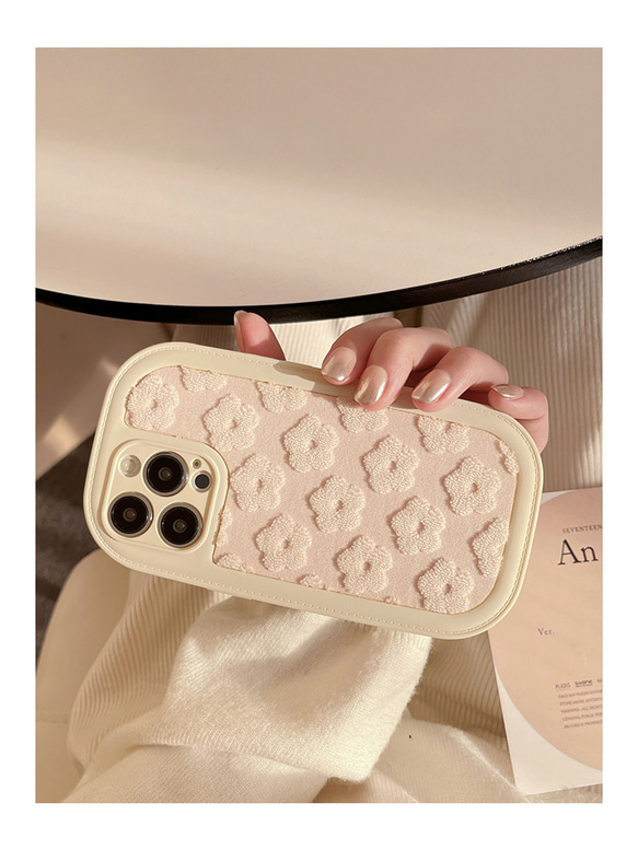 オリジナルスマホケース　もふもふ　お花　iPhoneケース 　大人かわいい