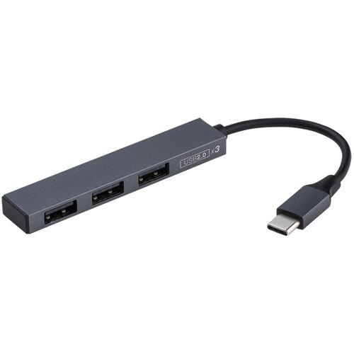 ナカバヤシ UH-C2573GY USB2.0Type-C3ポート変換ハブ グレー UHC2573GY