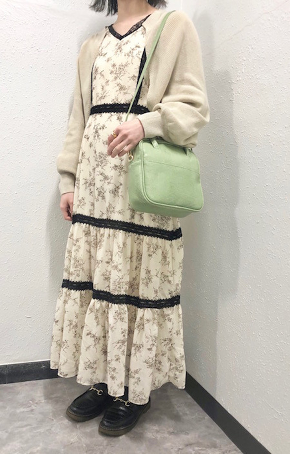 Flower Botanical Chiffon Long Onepiece（offwhite） ベージュ 薄茶 ガーリ