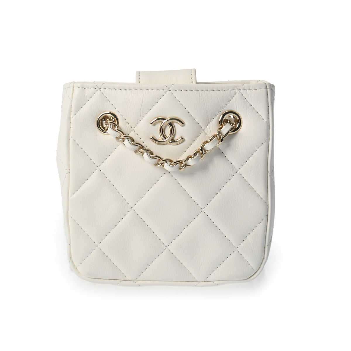 CHANEL シャネル マトラッセ ミニ ポシェット チェーンショルダー 白 AP2547 レディース ラムスキン ショルダーバッグ Aランク 中古 