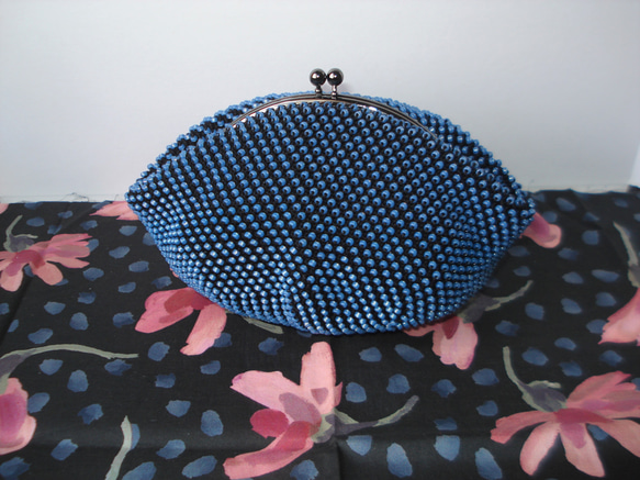 Beaded Pouch ---Blue & Black-- (XL)