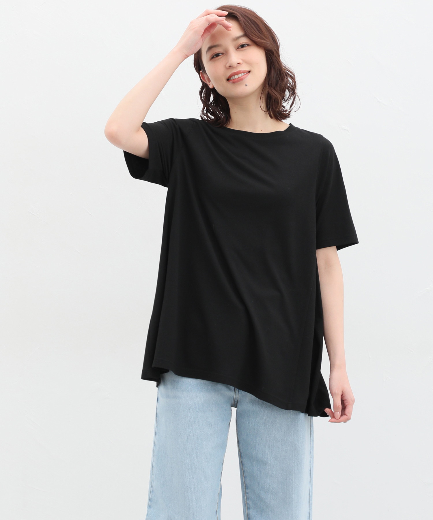 ハニーズ/汗ジミ軽減ＡラインＴ Tシャツ レディース 半袖 汗じみ 防止 目立たない 夏