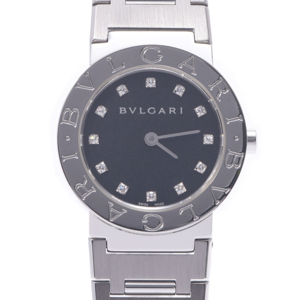 BVLGARI ブルガリ ブルガリブルガリ26 12Pダイヤ BB26SS レディース SS 腕時計 クオーツ 黒文字盤 Aランク 中古 