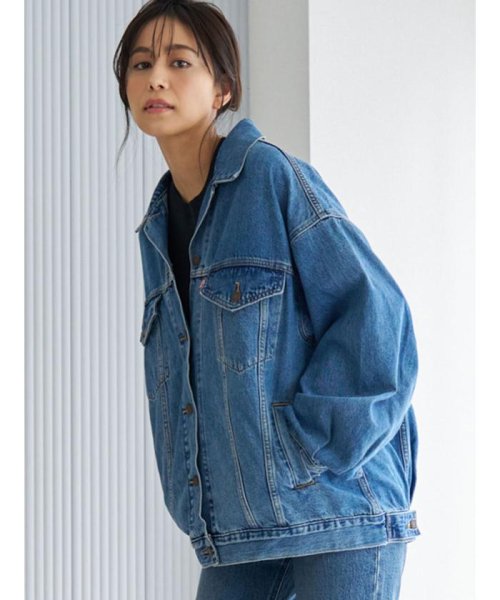 Levis/リーバイス ビックシルエット オーバーサイズ デニムジャケット XL WOMENS ミディアムインディゴ WORN IN