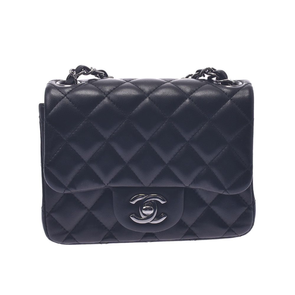 CHANEL シャネル ミニマトラッセ チェーンショルダーバッグ 黒 シルバー金具 レディース ラムスキン ショルダーバッグ Aランク 中古 