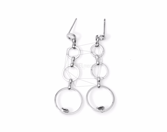 ERG-549-MR【2個入り】リンクフープピアス,Linked Hoop Earring Post