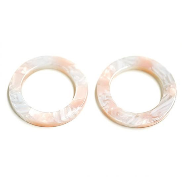 SALE【4個入り】ライトピンク＆ホワイト模様ミックスカラー約25mm！セルロース (acetylcellulose)樹