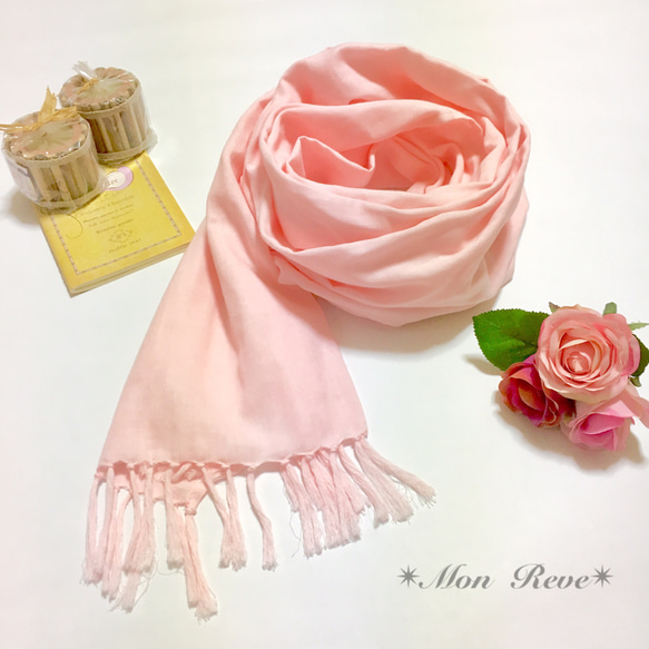 rose pâle* 柔らかコットンダブルガーゼストール