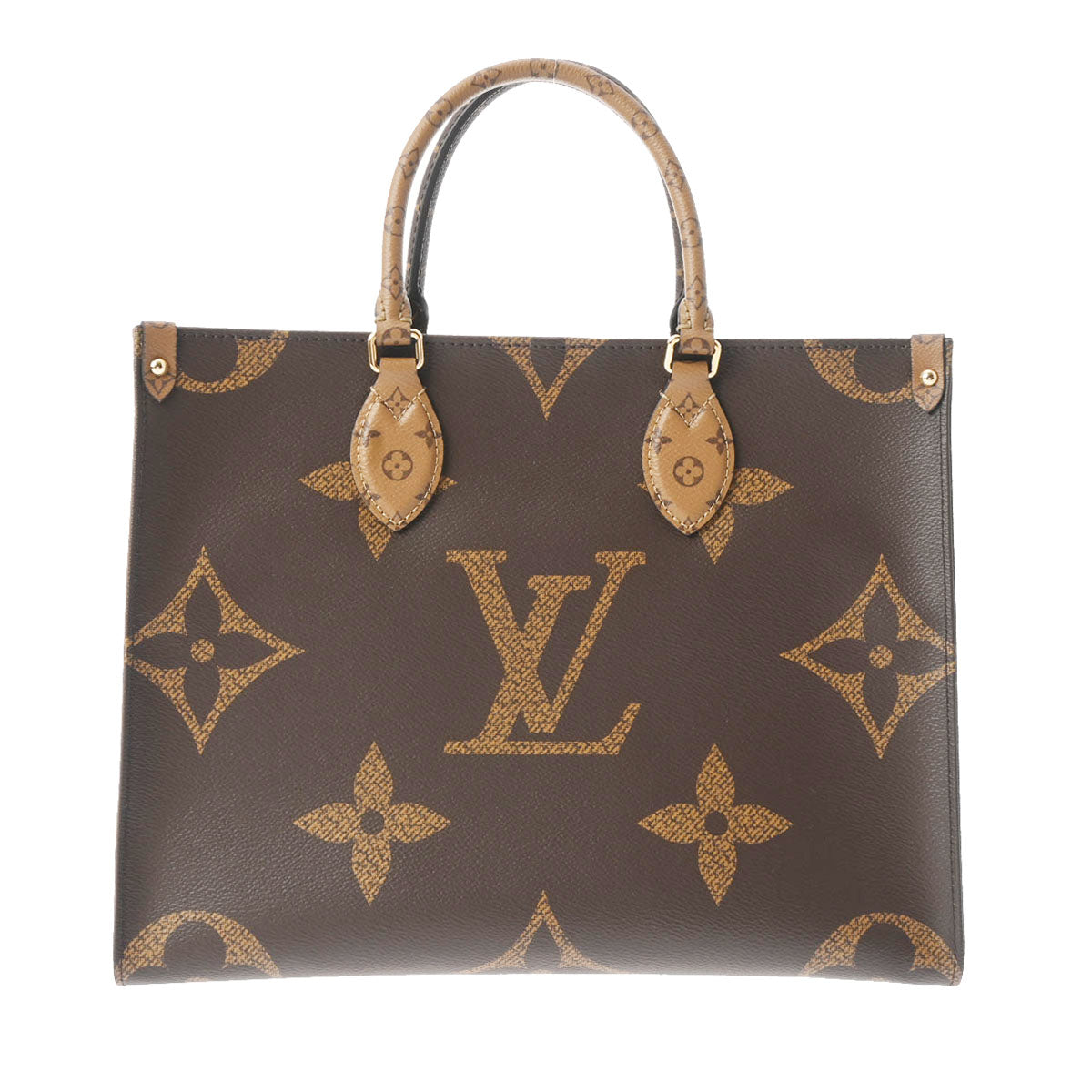 LOUIS VUITTON ルイヴィトン モノグラムジャイアント オンザゴー MM 旧型 2WAYトート ブラウン M45039 レディース モノグラムリバースキャンバス ハンドバッグ Aランク 中古 