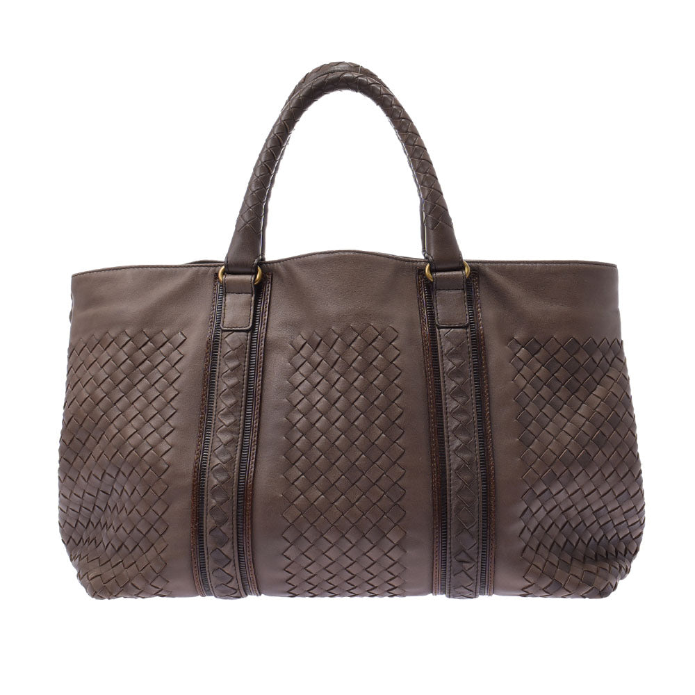 BOTTEGAVENETA ボッテガヴェネタ イントレチャート トートバッグ ベージュブラウン系 161761 V7780 2103 メンズ レザー ハンドバッグ Bランク 中古 