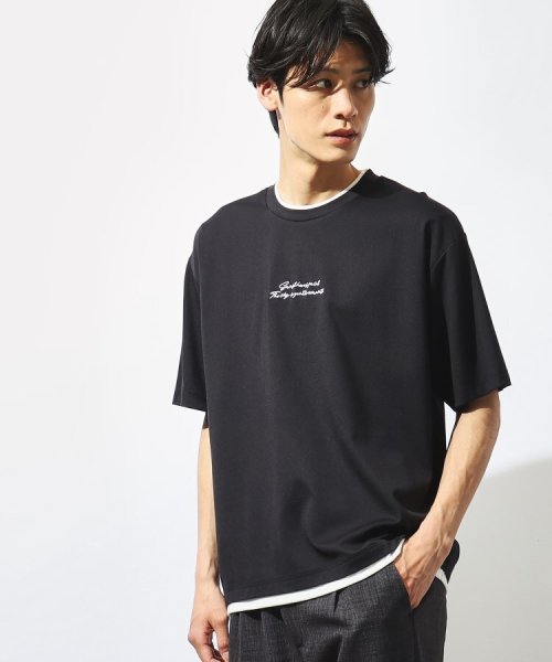 【接触冷感】ポンチフェイクレイヤードTシャツ