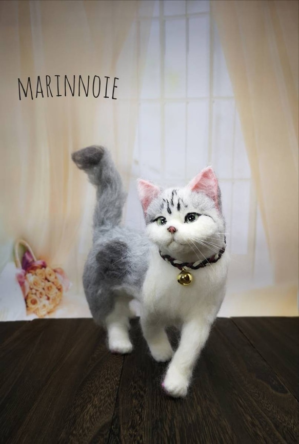 ☆マリンの家☆羊毛フェルト　猫　三毛猫　ハンドメイド　ねこ　ネコ　フェルト猫　ペットロス　虹の橋　羊毛フェルト猫